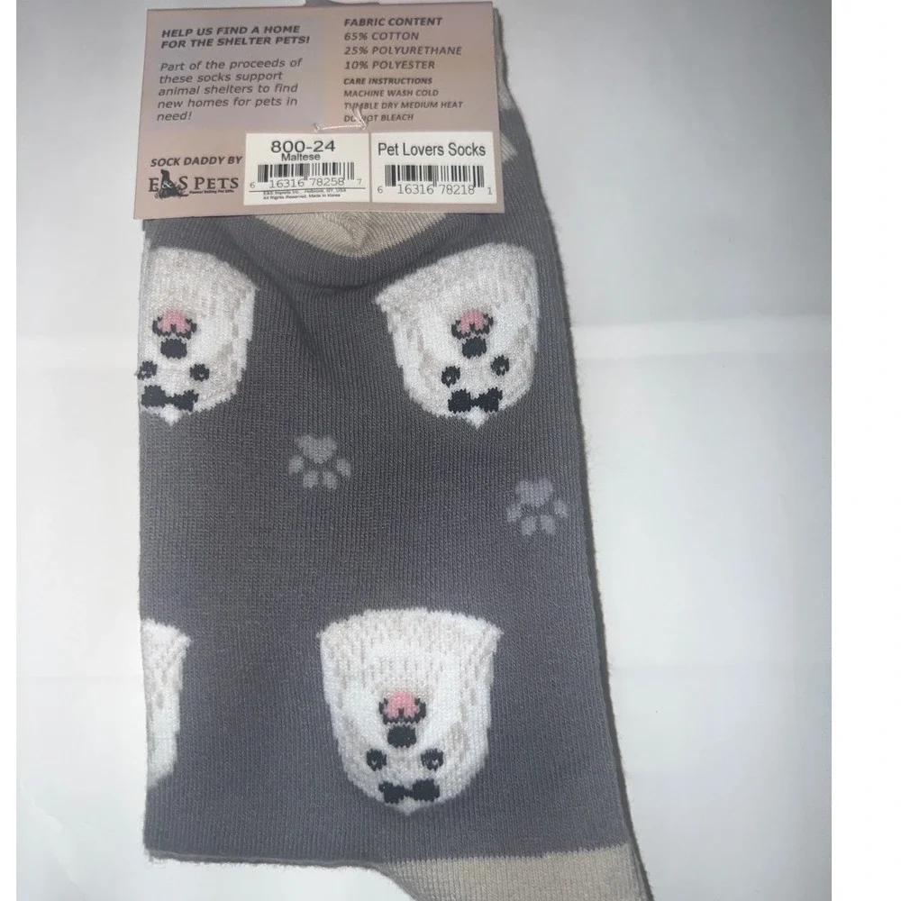 Sock Daddy Maltese Crew Socks‎ Unisex OS Print Pet Lover